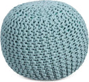 BIRDROCK HOME Round Pouf Ottoman | Cotton Braided Round Foot Stool | Bedroom and Living Room Poof | Sage Green Boho Ottoman | Pouf Foot Rest by CozyNest Decor