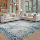 Washable Rug 6x9 Area Rugs, Abstract Washable Rugs with Non-Slip Backing, Stain Resistant Indoor Floor Carpet for Bedroom Dining Room Table Nursery Hallway Home Office-Blue/Ivory by TinyTreasures Baby Boutique