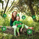 Hausse 10 Pack Reflective Pinwheels Holiday Decor, Extra Sparkly Wind Sculptures for St. Patrick's Day Decorations Party Supplies, Deterrent to Scare Birds Away from Garden Yard Patio Farm, Green by CozyNest Decor