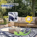 OLANLY Outdoor Rug Waterproof 4x6 ft, Reversible Outdoor Plastic Straw Rug, Boho Patio Rug, Indoor Outdoor Carpet, RV Mat Outside for Patio, Camp, Picnic, Balcony, Deck, Backyard, Navy & White by GreenHaven Gardens