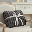 Amélie Home Faux Fur Throw Blanket for Couch, Cozy Fuzzy Fluffy Fur Luxurious Soft Striped Plush Gift Blankets for Family Sofa Chair Bed Living Room Bedroom, 55"x70", Charcoal Grey by CozyNest Decor