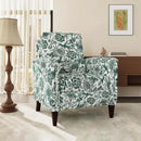 Floral Accent Chair Set of 2, High Back Upholstered Armchair with Solid Wooden Legs, Padded Armrest and Removable Comfortable Cushioned Seat Single Sofa for Living Room, Bedroom, Green by CozyNest Decor