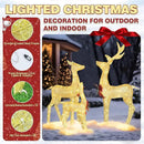 4.5FT Lighted Reindeer Family Set for Christmas Decoration, 3 Pieces Pre-Lit Iridescent Deer with 200 LED Lights, 3D Glittered Standing Holiday Display for Outdoor, Indoor, Golden by CozyNest Decor