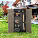 Sheds & Outdoor Storage, 52 Cu.ft Vertical Storage with Floor, Cabinet Waterproof for Garage Pool Bike Shed, Garden , Coffee Brown by GreenHaven Gardens