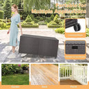 HAPPYGRILL 175 Gallon Outdoor Rattan Deck Box, Wicker Storage Bin with Zippered Liner & 2 Universal Wheels, Safe Pneumatic Rod, Patio Rattan Storage Container for Cushions Pillows by CozyNest Decor