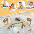 Kids Table and 2 Chairs Set with Graffiti Desktop, Toddler Furniture Set, Non-Slip Table Children Study Desk, Dining Table, Height Adjustable Desk, Painting Desktop for Kids (23.6x23.6Inch) by CozyNest Decor
