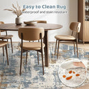 Round Rug Living Room Rugs: 10Ft Washable Circle Large Abstract Modern Soft Stain Resistant Non Slip Indoor Floor Carpet for Bedroom Nursery Office Dining Room Dorm Home House Decor- Tan Blue by TinyTreasures Baby Boutique