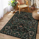 3x5 Black Boho Floral Vintage Area Rug,Soft Lightweight Low Pile Non-Shedding Carpet,Machine Washable Stain Resistant & Non-Slip for Entryway,Bedroom, Kids Room,Living Room by TinyTreasures Baby Boutique