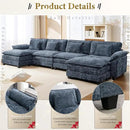 URRED Modular Sectional Sofa Comfy Cloud Couch, Modern Chenille Sofa Sleeper Deep Seat Couches with Ottoman/Pillows for Living Room (Blue, 154'' - U Shape) by CozyNest Decor