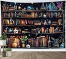 HVEST Magic Bookshelf Wall Tapestry Vintage Bookshelf Witchy Books Plant Skull Gothic Halloween Tapestry Wall Hanging Starry Sky Tapestries for Bedroom Living Room Dorm, 70.9L x 92.5W Inches by CozyNest Decor