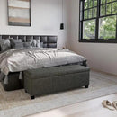 BELLEZE Storage Faux Leather Ottoman, 47 Inch Bench Bedroom Bench with Safety Close Hinge, Extra Long Ottoman with Storage for Living Room, Entryway, Hallway, Foot Rest, Support 300lbs - Rustic Gray by CozyNest Decor