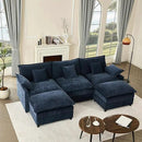 108" U Shaped Couch, Modular Sectional Sofa, 3-Seater Comfy Cloud Couch with Movable Ottoman, Deep Seat Couches for Living Room, Chenille, Navy by CozyNest Decor