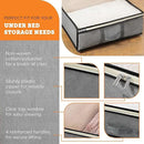 storageLAB Under Bed Storage Containers - Foldable Closet Organizer with Clear Top, Sturdy Handles - 7L Capacity Storage Box for Clothing, Comforter, Blanket, and Shoe - 2 Pack, Soft-Sided, Gray by CozyNest Decor