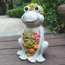 Large Frog Solar Garden Outdoor Statues with Succulent and 8 LED Lights,Outside Solar Frog Art Decor for Lawn,Yard, Balcony Ornament by CozyNest Decor