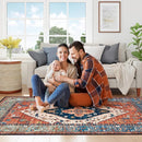 Lahome 8 x 10 Area Rugs for Living Room - Boho Washable Non-Slip Backing Large Rug Ultra-Thin Stain Resistant Dining Room Rugs for Under Table, Oriental Print Carpet Rugs for Bedroom (Rust, 8'x10') by TinyTreasures Baby Boutique