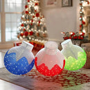 36 Inch Pop-Up Christmas Ball with 90 LED Lights for Outdoor Xmas Decor, 3-Piece Pre-Lit Iridescent Christmas Ball Ornaments Decor with Base, Outdoor 3D Glittered Standing Holiday Display by CozyNest Decor