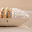 Boho Chenille Tufted Couch Throw Pillow Covers 18x18 Inch Set of 2 Farmhouse Striped Decorative Pillow Covers Accent Neutral Pillowcase Yellow Teal Cushion Cover for Living Room Sofa Bed by CozyNest Decor