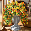 INSPRING Artificial Flowers for Outdoors Fake Mums Hanging Plants Decor, 2Pcs Silk Daisy with Eucalyptus UV Resistant Look Real Trailing Vines for Planter Front Door Patio Yard, OrangeYellow by CozyNest Decor