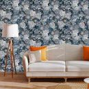 Vintage Garden Peel & Stick Floral Wallpaper - Removable White/Blue Vinyl Self Adhesive Mural - 17.7in x 9.84ft by GreenHaven Gardens
