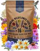 Organo Republic 16 Perennial Wildflower Seeds Mix for Indoor & Outdoors. 100,000+ Non-GMO, Heirloom Wildflower Garden Seeds, 4oz Packet for Growing Wild Flowers to Attract Bees, Butterflies & Birds by GreenHaven Gardens