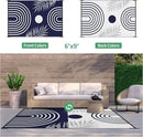 GENIMO Outdoor Rug 6' x 9' Waterproof for Patio Clearance, Reversible Lightweight Plastic Straw Camping Carpet, Large Area Rugs Mats for Rv, Backyard, Deck, Porch, Picnic, Balcony, Mix-Blue & White by CozyNest Decor