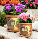Ceramic Pot with Drainage Hole and Saucer, Plant Pots, Modern Decorative Planters for House Plants Indoor Flowers Plants, Cute Flower Pot - Gifts (Frogs (1.6 L)) by CozyNest Decor