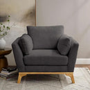 Large-Sized Accent Chair, Thick Cushion Bedroom Reading Chair, Comfortable Living Room Single Sofa， Boucle Dark Gray by CozyNest Decor