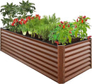 Best Choice Products 8x4x2ft Outdoor Metal Raised Garden Bed, Deep Root Planter Box for Vegetables, Flowers, Herbs, and Succulents w/ 478 Gallon Capacity - Wood Grain by GreenHaven Gardens