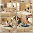 ovios 81" Oversized Sectional Double Lounge Chaise with Cloud Plush Sofa Bed, No Assembly Required, Fluffy Modern Sleeper Loveseat Chair for Indoor Living Room Bedroom Reading, Beige (Plush Fabric) by CozyNest Decor