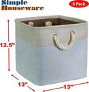 SIMPLE HOUSEWARE Fabric Storage Cubes, 13" x 13" Storage Bin, 3 Pack, Blue by CozyNest Decor