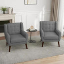 UIXE Accent Chair, Modern Upholstered Armchair in Fabric for Living Room, Comfy Club Arm Chairs Single Sofa Button Tufted Bedroom Reading Seat - Gray, Set of 4 by CozyNest Decor