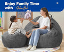 Hobestluk 4.5FT Bean Bag Chair Giant Bean Bag Chair with Filler Included Adult Bean Bag Chairs with Removable Cover for Bedroom Living Room - (Jumbo, Grey) by CozyNest Decor