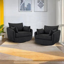 360° Swivel Accent Armchair Set of 2, 39.3" Oversized, Sherpa Boucle Fabric Sofa Chair with Removable Back & Arm Pillows, Swivel Chairs with Cozy Soft Padded, No Assembly Required, Dark Gray by CozyNest Decor