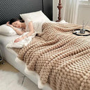UKELER Sherpa Bed Blanket 80 × 90 inch, Ultra Soft Queen Size Throw Blanket for All Season, 470 GSM Cozy Plush Striped Fleece Blankets for Bedroom Living Room Dorm Hostel Sofa Camping, Camel by CozyNest Decor