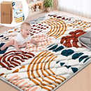 Baby Play Mats for Floor, 71x59 Playpen Mat for Babies, Extra Thicker & Soft Floor Crawling Mat, Foldable Non-Slip Playmat Cushioned for Infants Toddlers, Boho Leaf Design by TinyTreasures Baby Boutique