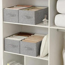 Linen Folding Storage Bins, 3 Pack Large Storage Baskets, Washable, Clothing Storage Bins with Handle, Closet Organizer for Storage Sweater,Sheets(dark grey, 18½"x11" x8½") by CozyNest Decor