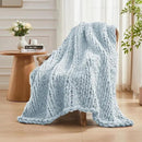 Carriediosa Chunky Knit Throw Blanket 50" X 60", 100% Hand Made Large Chenille Loop Yarn Soft Fluffy Throws for Couch Sofa Bed, Big Crochet Cozy Heavy Thick Cable Woven Blanket, Light Blue by CozyNest Decor