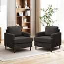 Mid-Century Accent Chair,Modern Linen Fabric Armchair for Living Room,Comfy Upholstered Reading Accent Chairs for Bedroom,Single Sofa Chair with Wood Legs (Dark Grey, 2 Pack) by CozyNest Decor