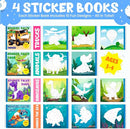 BulbaCraft 4Pcs Sticker Paint Books for Boys - Sticker Books by Number with Dinosaurs, Trucks, Animals and Under The Sea - Coloring Activity for Kids by TinyTreasures Baby Boutique
