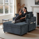 Accent Chair with Storage Ottoman Upholstered Living Room Chairs for Reading Chair with Chaise Lounge Chairs Indoor, Comfortable Armchair for Bedroom by CozyNest Decor