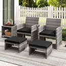 Tangkula 2 Pieces Patio PE Rattan Ottomans, Multipurpose Outdoor Footstool Footrest Additional Seating Side Table with Soft Zippered Cushions for Deck, Garden, and Yard (Black) by CozyNest Decor