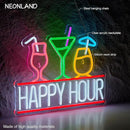 Happy Hour Neon Sign for Wall Decor Beer Bar Signs, USB Powered Dimmable LED Art Lights for Bar Pub Man Cave Party Club by CozyNest Decor