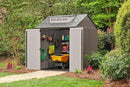 Rubbermaid Large Resin Outdoor Storage Shed With Floor (7 x 7 Ft.), Weather Resistant, Brown, Organization for Home/Lawn Mower/Backyard Equipment/Bike Storage/Pool Supplies by GreenHaven Gardens
