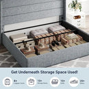 Allewie King Size Lift Up Storage Bed, Modern Wingback Headboard, Hydraulic Support, No Box Spring Needed, Grey Blue by CozyNest Decor