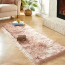 AMTOVO Faux Fur Rug, Pink Ultra Soft Fluffy Shag Sheepskin Rug, 2 x 6 ft Runner Area Rugs for Bedroom Sofa Throw Cushion Room Decor, Rectangle by CozyNest Decor