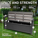 EconoHome 3 Seat Outdoor Storage Bench - 90 Gallon Capacity - Weatherproof Resin Bench for Patio, Porch, Garden, Yard, Pool Area - Furniture for Pool Accessories, Gardening Tools, Toys by CozyNest Decor