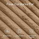 HIGOGOGO Round Stuffed Pouf Ottoman, Stripe Faux Fur Poufs with Foam Chunk Filling, Furry and Fluffy Pouf Foot Stool Storage Ottoman, 26 X 18 Floor Poufs Foot Rest for Living Room, Brown by CozyNest Decor