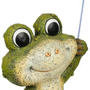 Alpine Corporation QWR1002 Indoor/Outdoor Smiling Frog with Purple Umbrella Garden Statue, Playful Frog Statue, 27" H, Green by GreenHaven Gardens