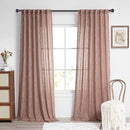 MYSKY HOME Living Room Curtains for Windows, Linen Look Texture Semi Sheers Boho Drapes Extra Long Floor Length Curtain Panels Soft Cotton Fabric, 50 x 108 Inch, Brick Red, 2 PCs by CozyNest Decor