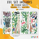Safari Animal Wall Decals for Kids by Lipastick-Peel and Stick Jungle Stickers Giraffe, Elephant, Hippo, Palm Tree, Parrot for Toddlers Room, Nursery, Playroom, Classroom, Daycare Decor Art- XXL by TinyTreasures Baby Boutique